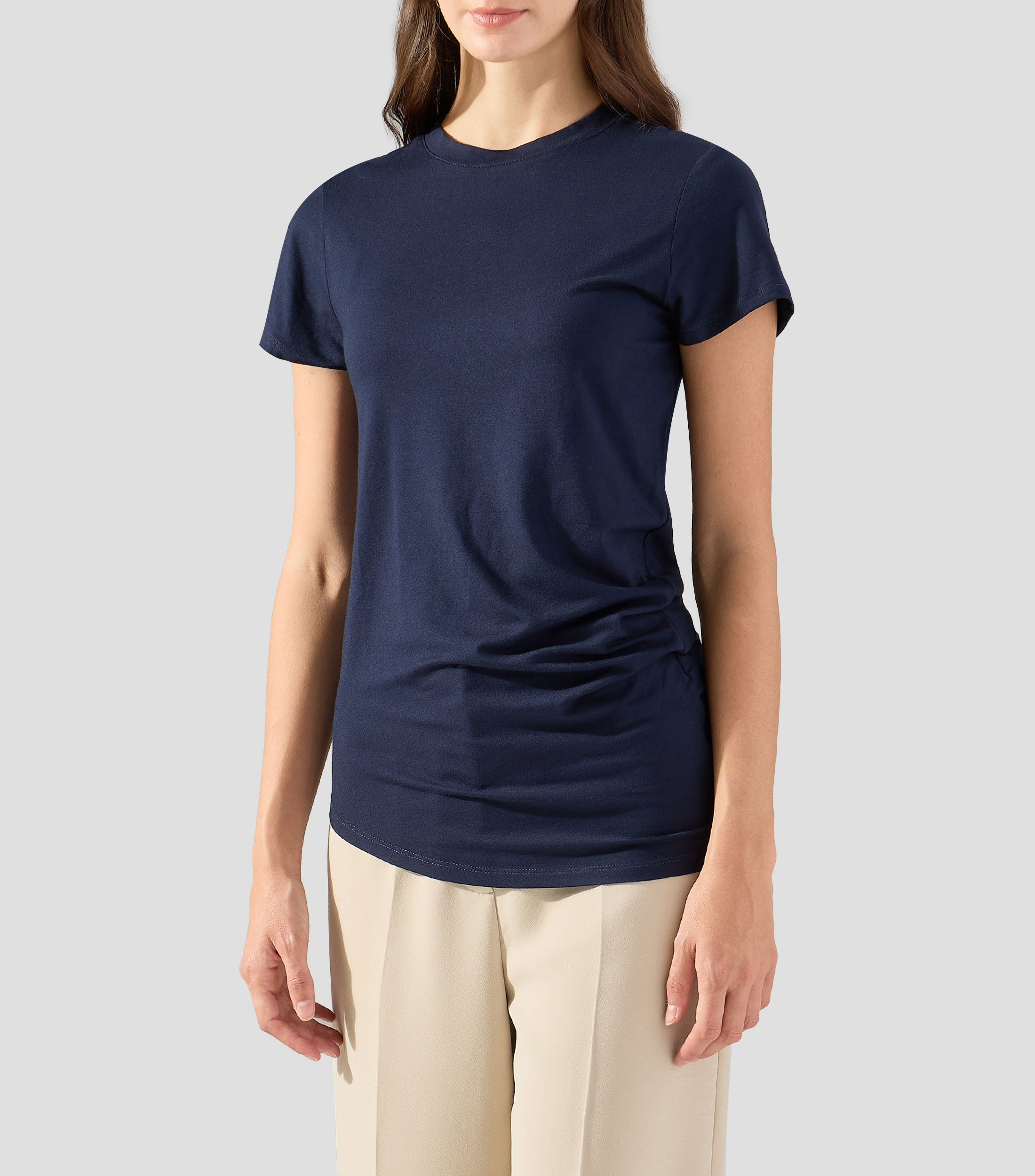 Playera cuello redondo manga corta lisa Mujer